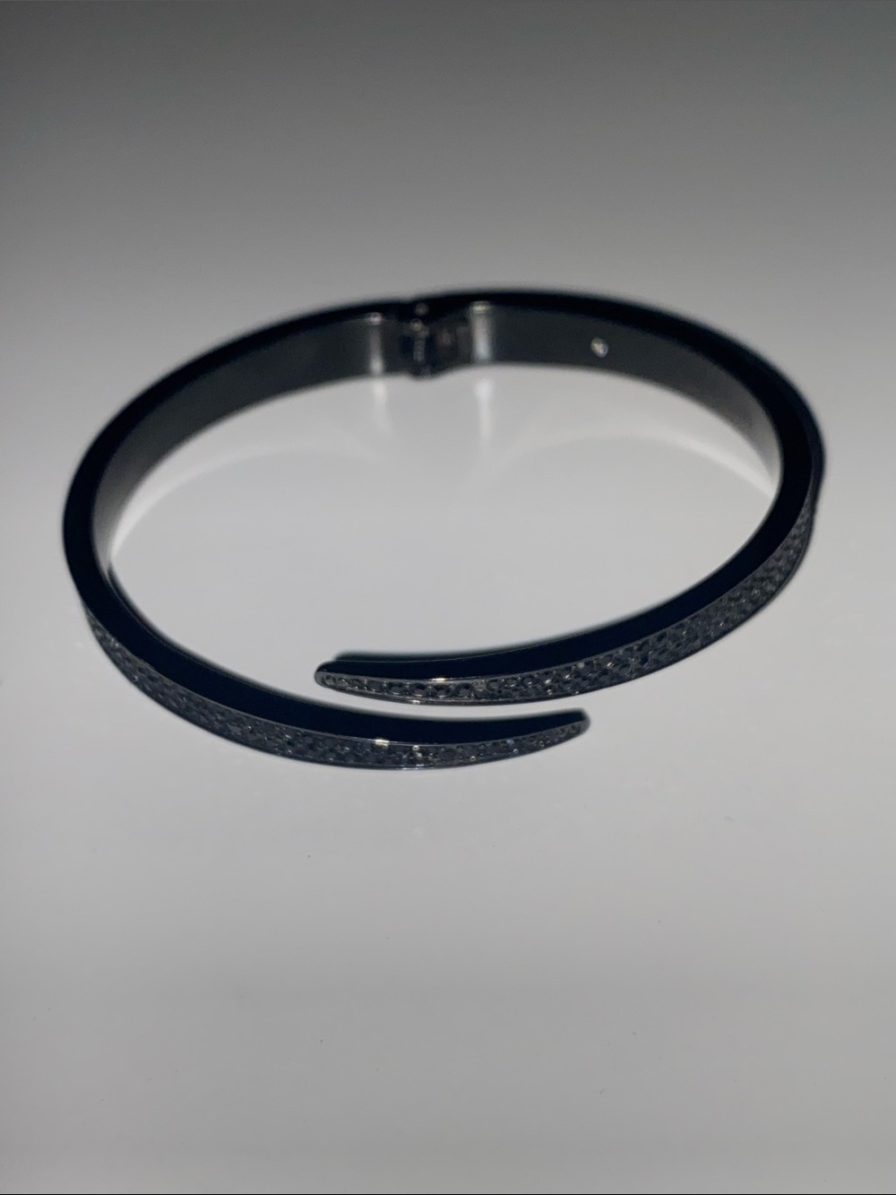 Michael Kors Gunmetal Black Pavé Hinged Bypass Bracelet